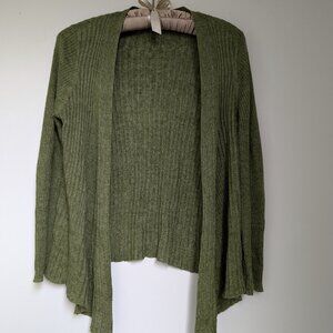 Eileen Fisher Open Front Long-sleeve Linen Cardigan, Size L